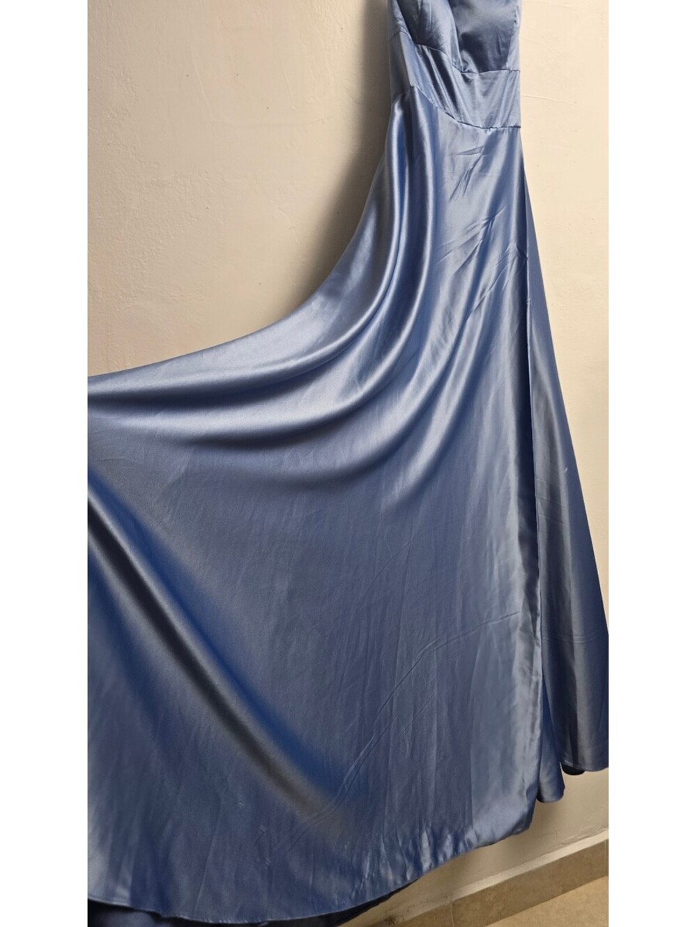 B.Darlin Blue Satin Maxi Formal Dress Size 11/12 Prom Evening Gown - Picture 4 of 8